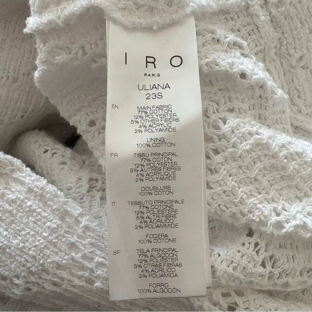 Iro Uliana Crochet Crispy White Snap Button Front Denim Style Jacket Size 36/4